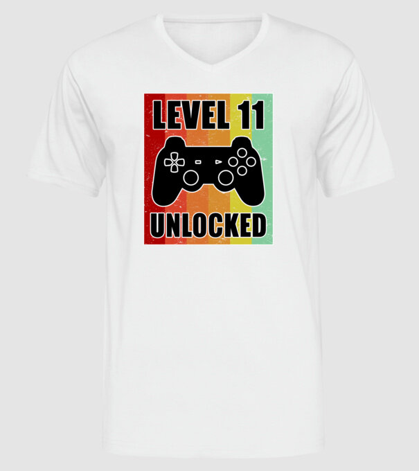 level 11 unlocked retro gamer model alb pe tricou