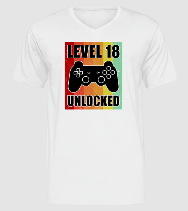 level 18 unlocked retro gamer model alb pe tricou