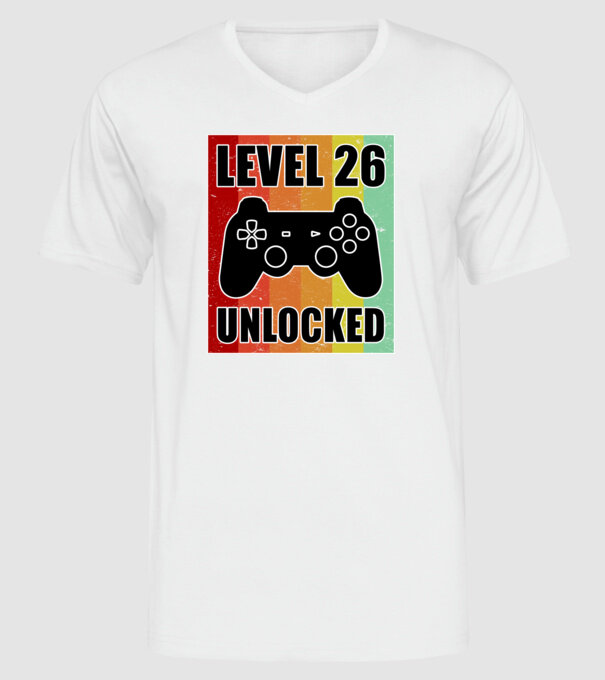 level 26 unlocked retro gamer model alb pe tricou