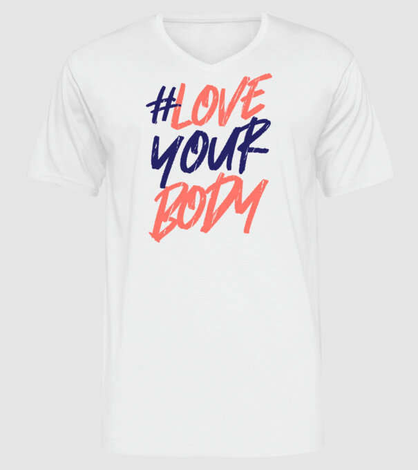 #loveyourbody model alb pe tricou