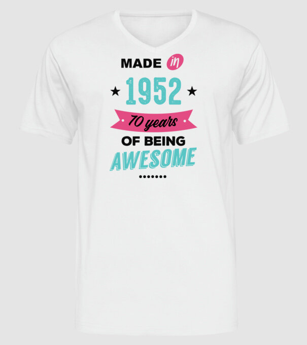 MADE in 1952 model alb pe tricou