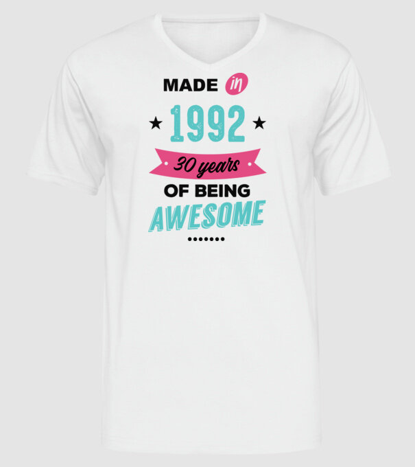 MADE in 1992 model alb pe tricou