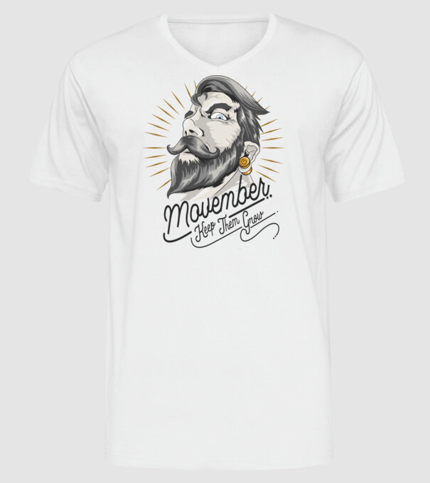 Movember Keep them grow No Shave November model alb pe tricou