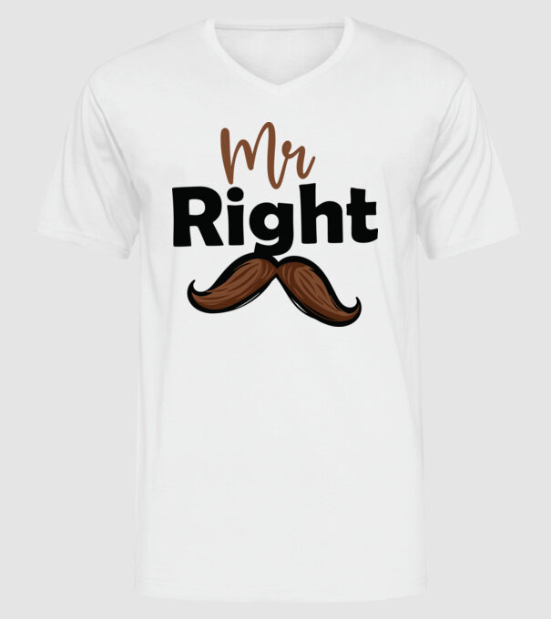 Mr right model alb pe tricou