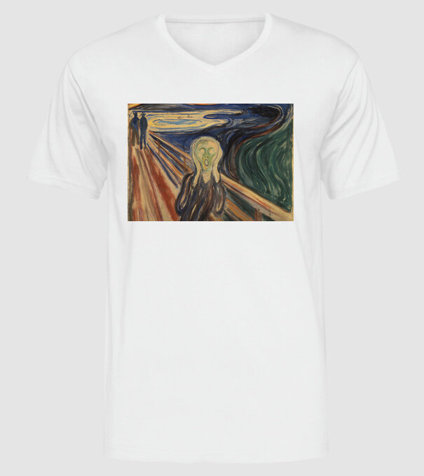 Pictură Munch Mască model alb pe tricou