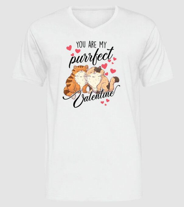 My purrfect valentine model alb pe tricou