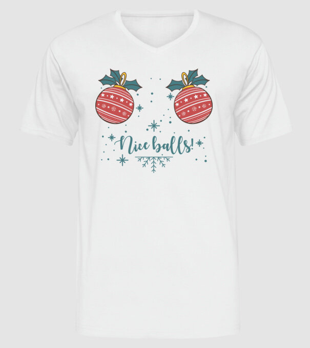 Nice Balls model alb pe tricou