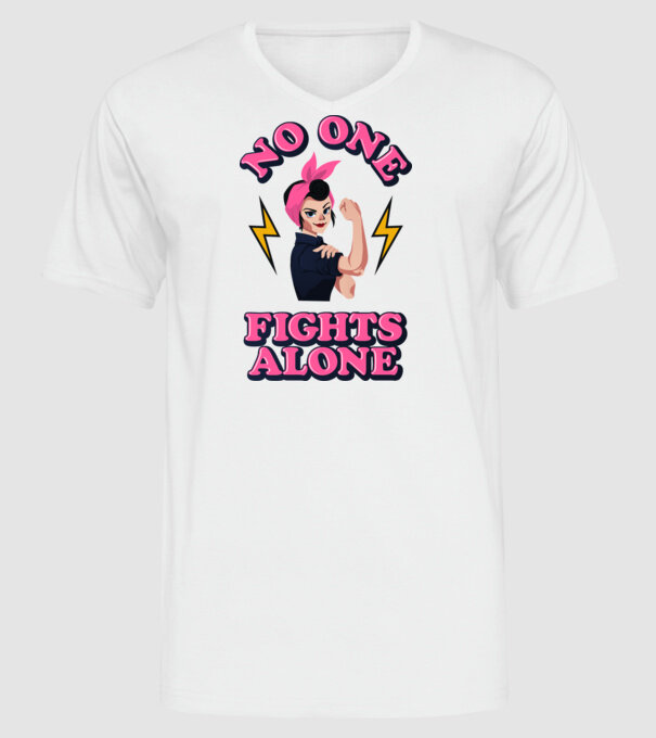 No one fights alone pinup model alb pe tricou