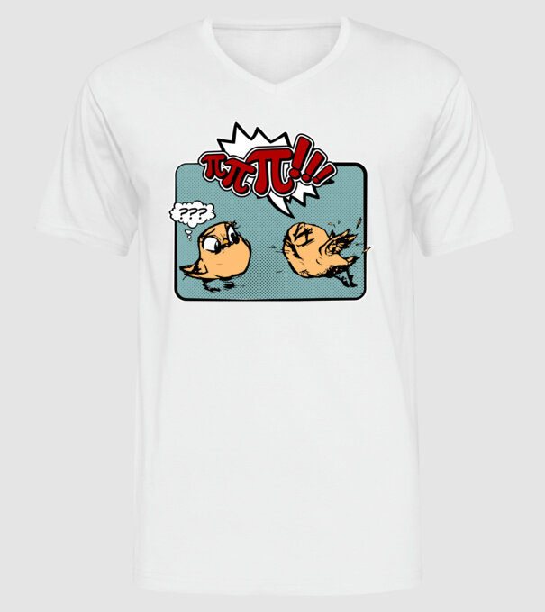 Pi Pi model alb pe tricou