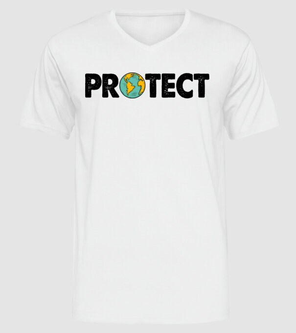 Protect earth model alb pe tricou