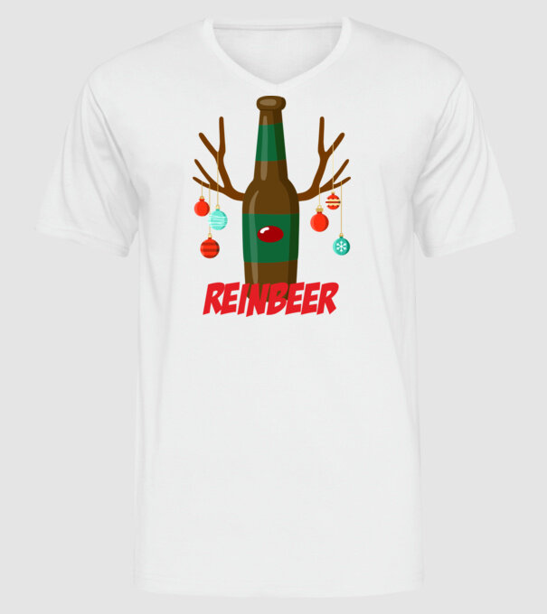 Bere REINBEER model alb pe tricou