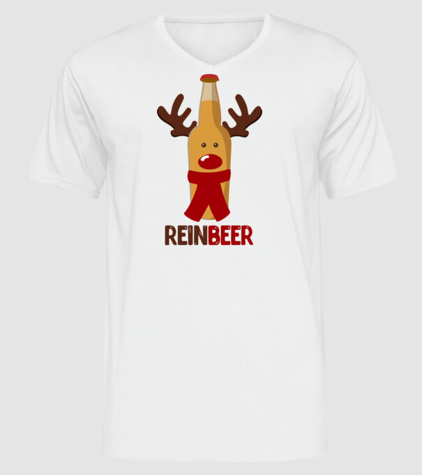 Bere REINBEER model alb pe tricou