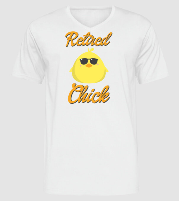Retired chick model alb pe tricou