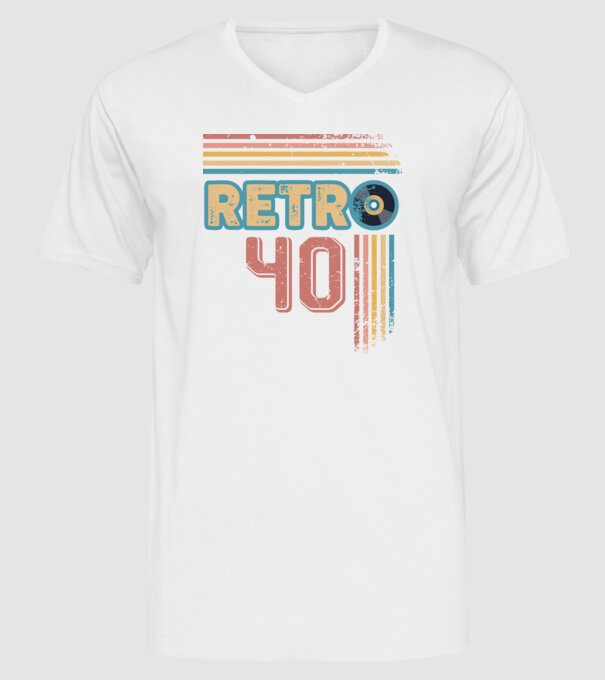 Retro 40 Birthday model alb pe tricou