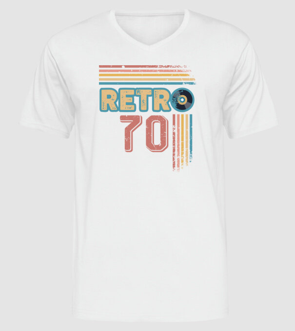 Retro 70 Birthday model alb pe tricou