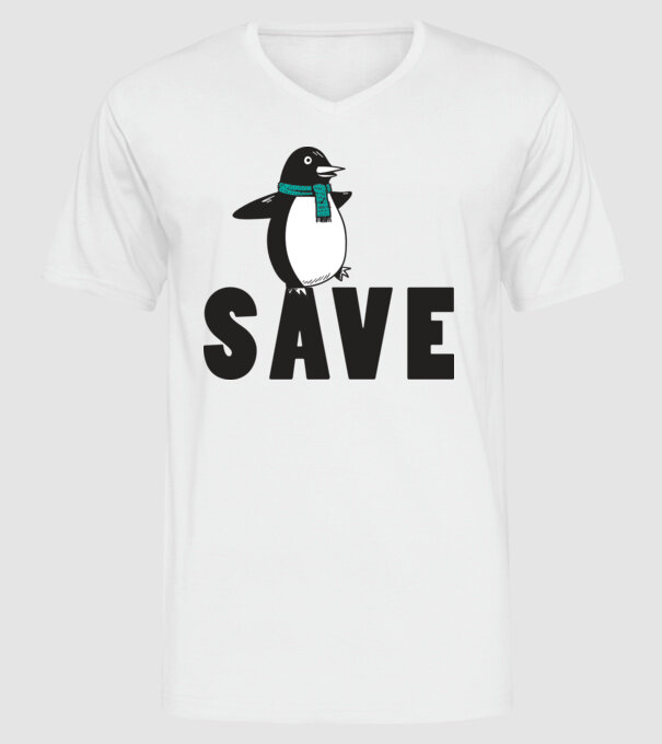 Save penguin model alb pe tricou
