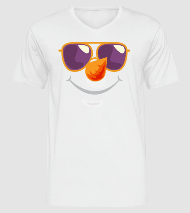 Snowman face model alb pe tricou