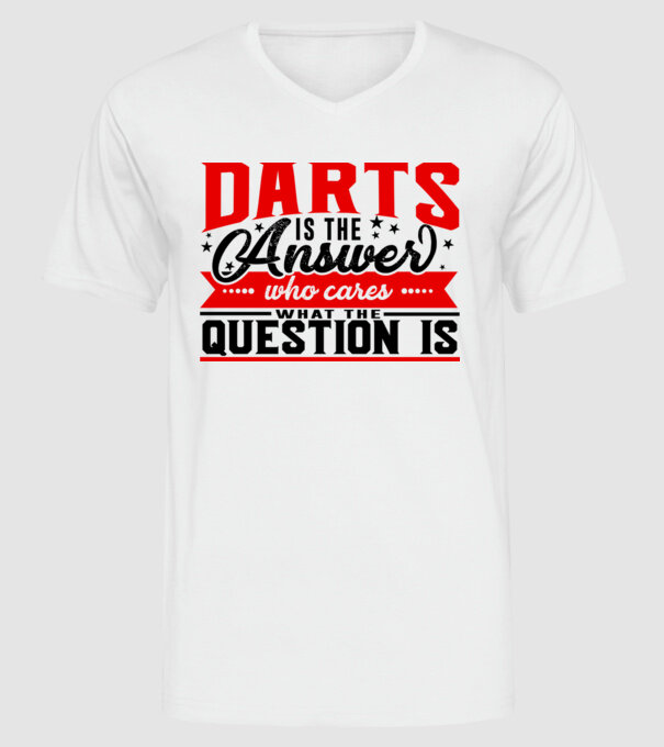 Sport is the answer DARTS model alb pe tricou