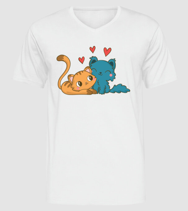 PISICUȚE ÎNDRĂGOSTITE 1 model alb pe tricou