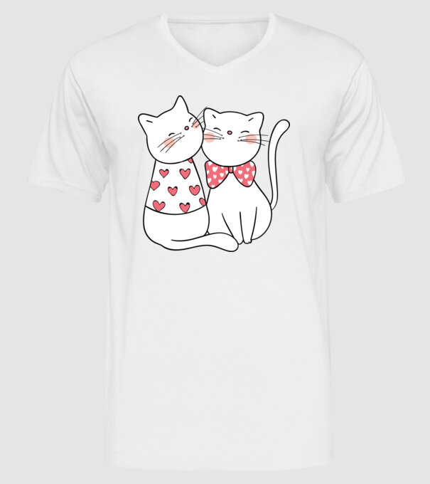 PISICUȚE ÎNDRĂGOSTITE 5 model alb pe tricou