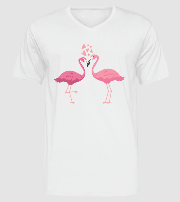 FLAMINGO ÎNDRĂGOSTIȚI model alb pe tricou