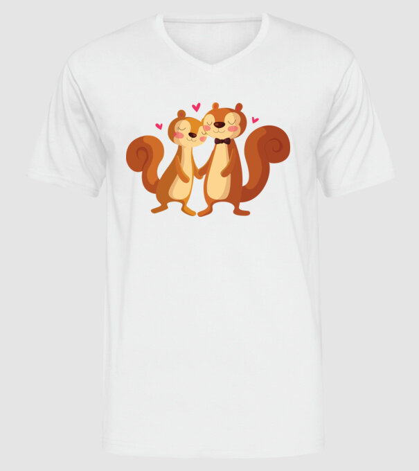 VEVERIȚE ÎNDRĂGOSTITE model alb pe tricou
