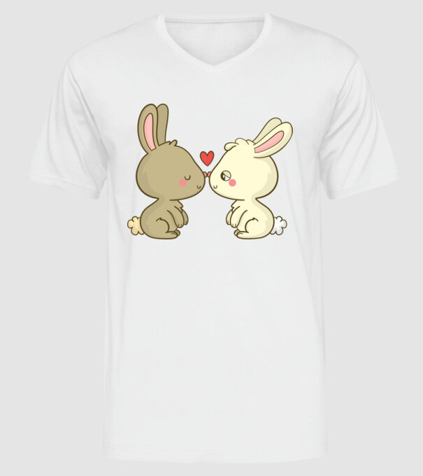 IEPURAȘI ÎNDRĂGOSTIȚI model alb pe tricou