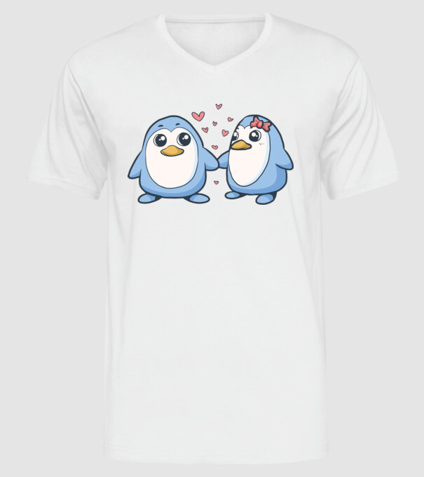 PINGUIN ÎNDRĂGOSTIT 2 model alb pe tricou