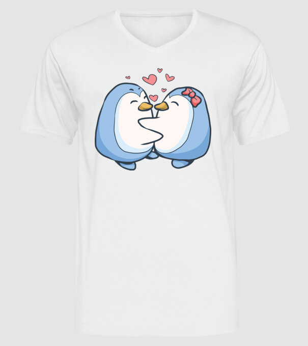 PINGUIN ÎNDRĂGOSTIT 3 model alb pe tricou