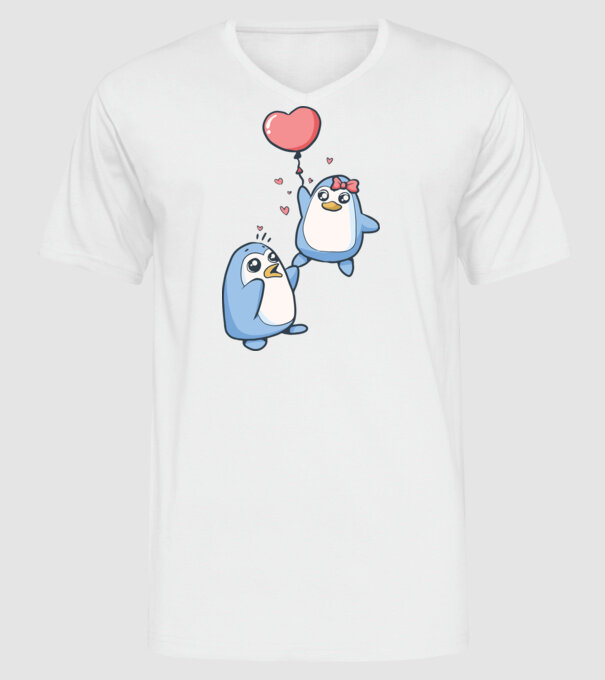 PINGUIN ÎNDRĂGOSTIT 4 model alb pe tricou