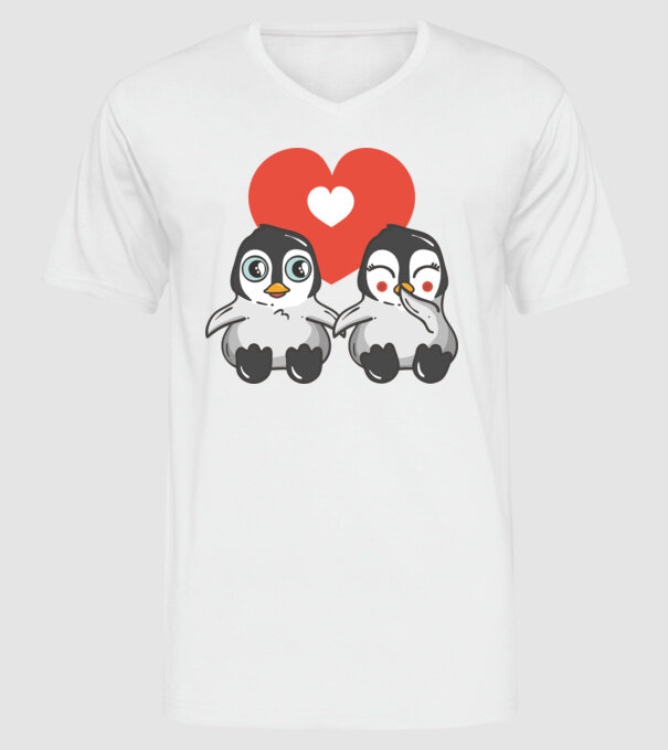 PINGUINI ÎNDRĂGOSTIȚI 7 model alb pe tricou