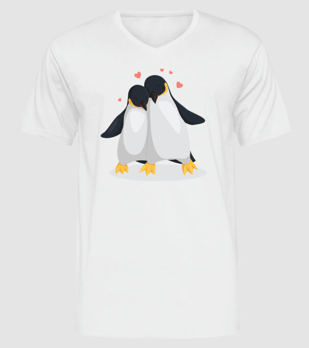 PINGUINI ÎNDRĂGOSTIȚI 8 model alb pe tricou