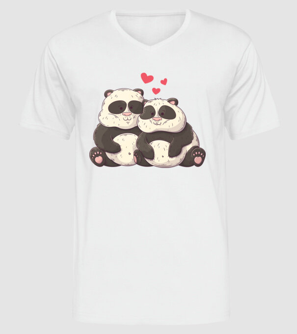 URȘI PANDA DOLOFANI ÎNDRĂGOSTIȚI model alb pe tricou