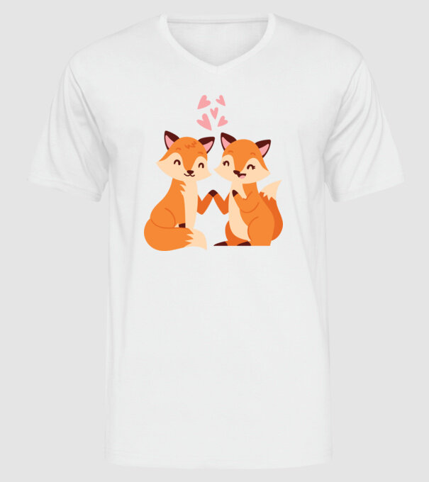 VULPI ÎNDRĂGOSTITE model alb pe tricou