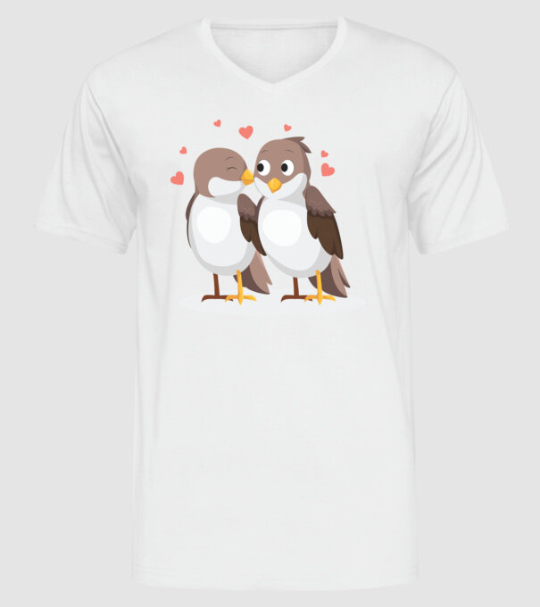 VRĂBII ÎNDRĂGOSTITE model alb pe tricou