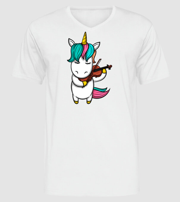 Unicorn Violin model alb pe tricou
