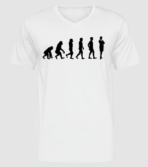 Evoluție femeie de afaceri model alb pe tricou