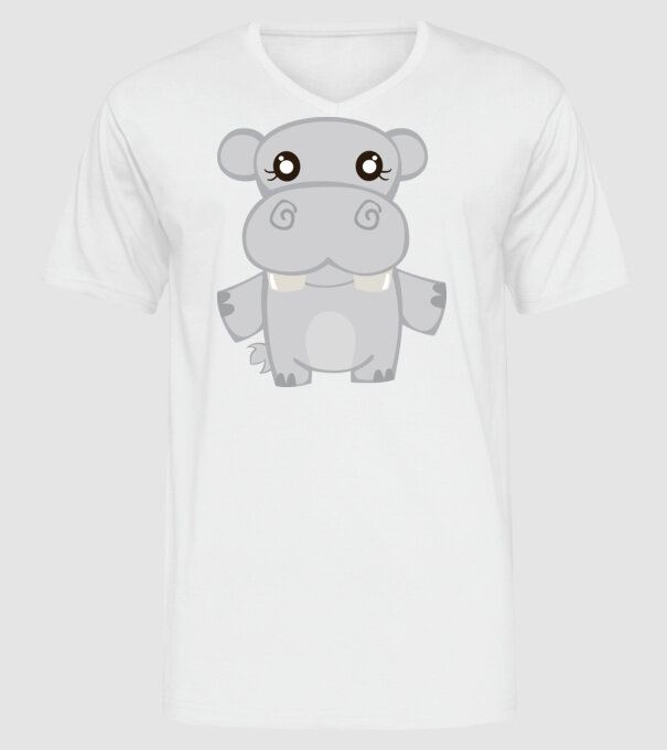 Hipopotam model alb pe tricou