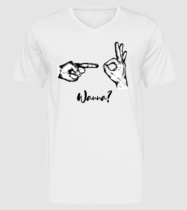 Wanna sex model alb pe tricou