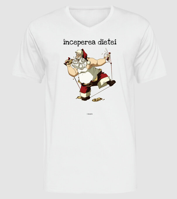 începerea dietei - 1 ianuarie model alb pe tricou