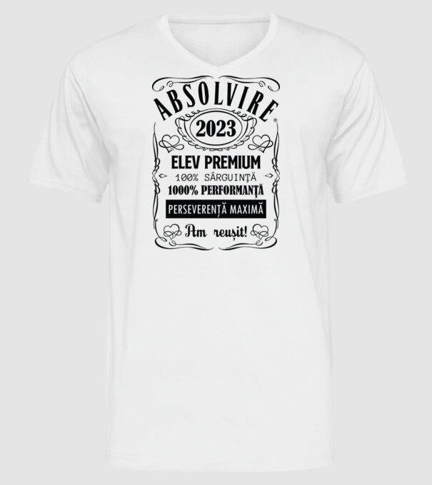 Absolvire Premium model alb pe tricou