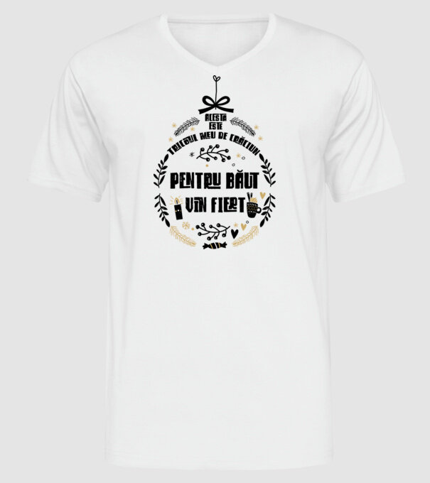 acesta este tricoul meu de Crăciun_pentru băut vin fiert model alb pe tricou