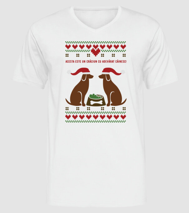 acesta este un Crăciun cu adevărat câinesc! model alb pe tricou
