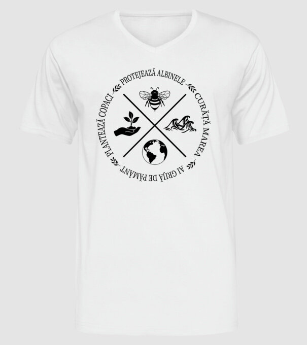 Ai grijă de Pământ model alb pe tricou
