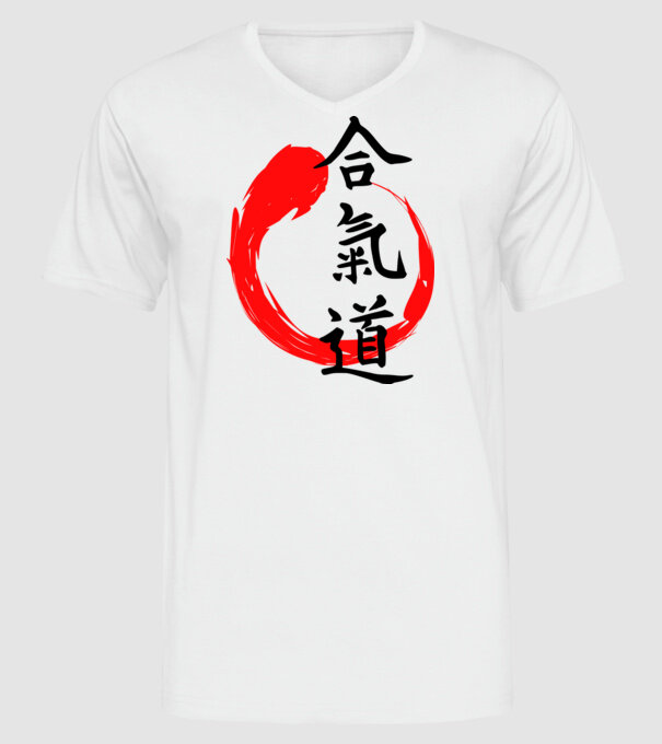 Aikido model alb pe tricou