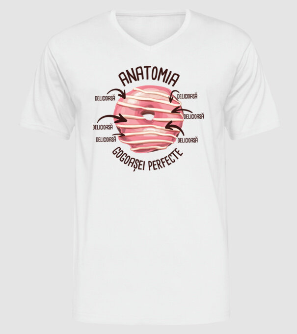 anatomia gogoașei perfecte: delicioasă model alb pe tricou
