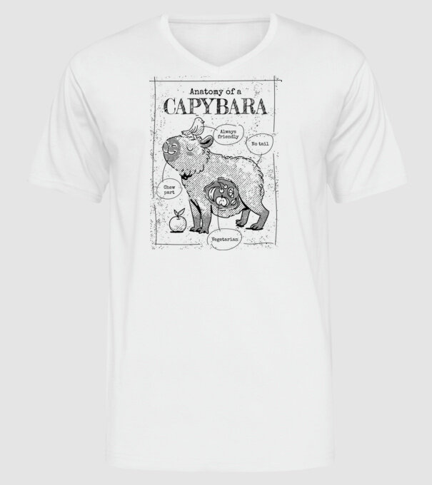 Anatomy of a Capybara model alb pe tricou