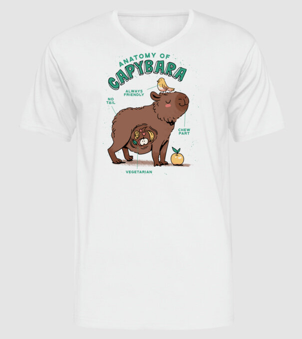 Anatomy of Capybara model alb pe tricou