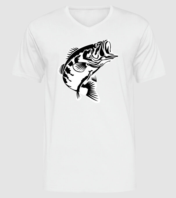 AngryFish model alb pe tricou