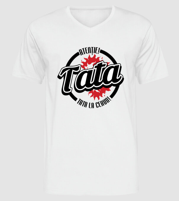 Atenție! Tata la ceaun! model alb pe tricou